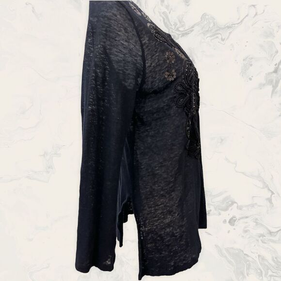 Black Embroidered Tunic- Size Small- Black - Picture 4 of 7